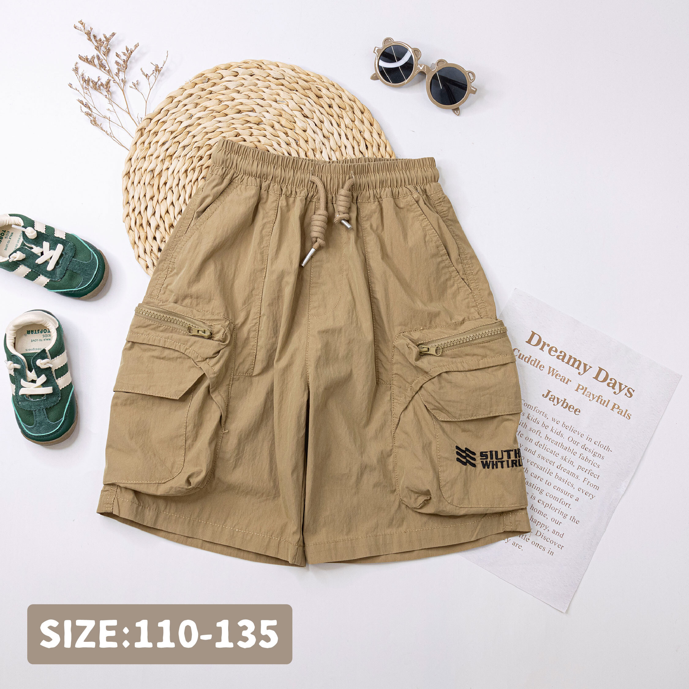 【H50613】帥氣拉鍊口袋設計休閒短褲