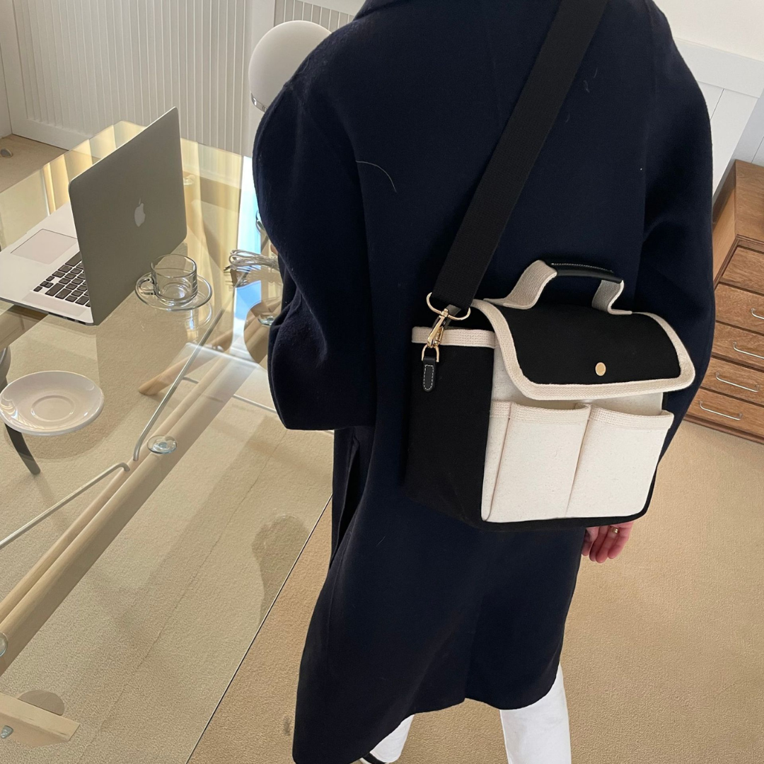 撞色掀蓋帆布包