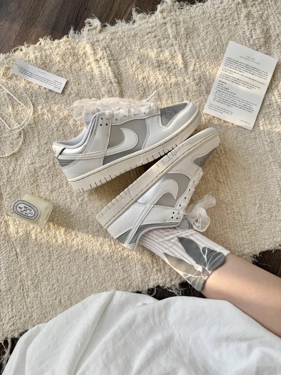 NIKE DUNK LOW NEXT NATURE 奶油白銀 蕾絲 紡紗鞋帶 芭蕾風 女鞋 IB7311-001 / 預購