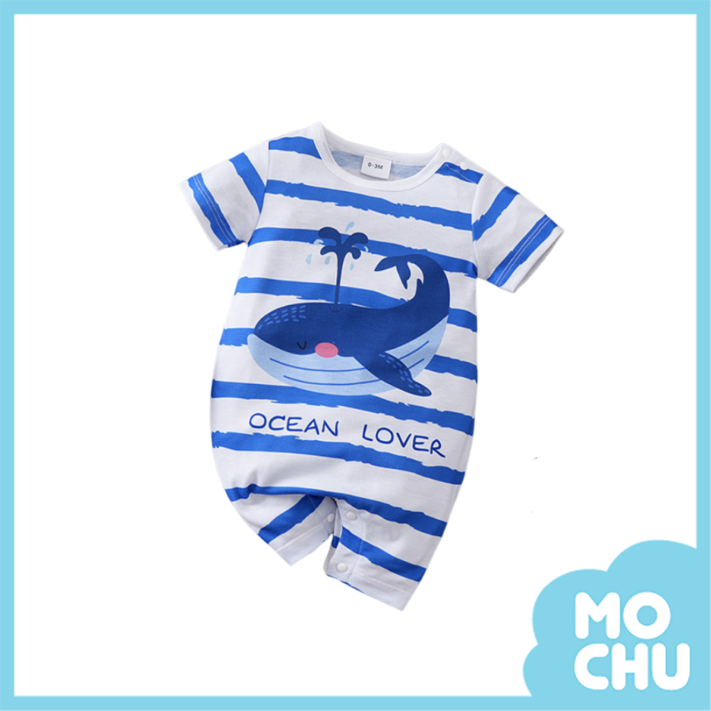 噴水鯨魚短袖連身衣