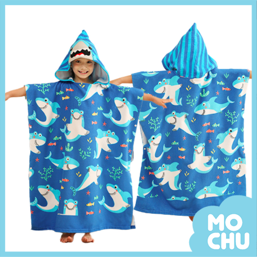 海洋藍鯊連帽浴袍