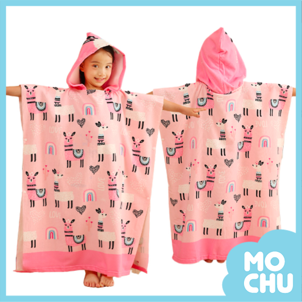 可愛羊駝連帽浴袍
