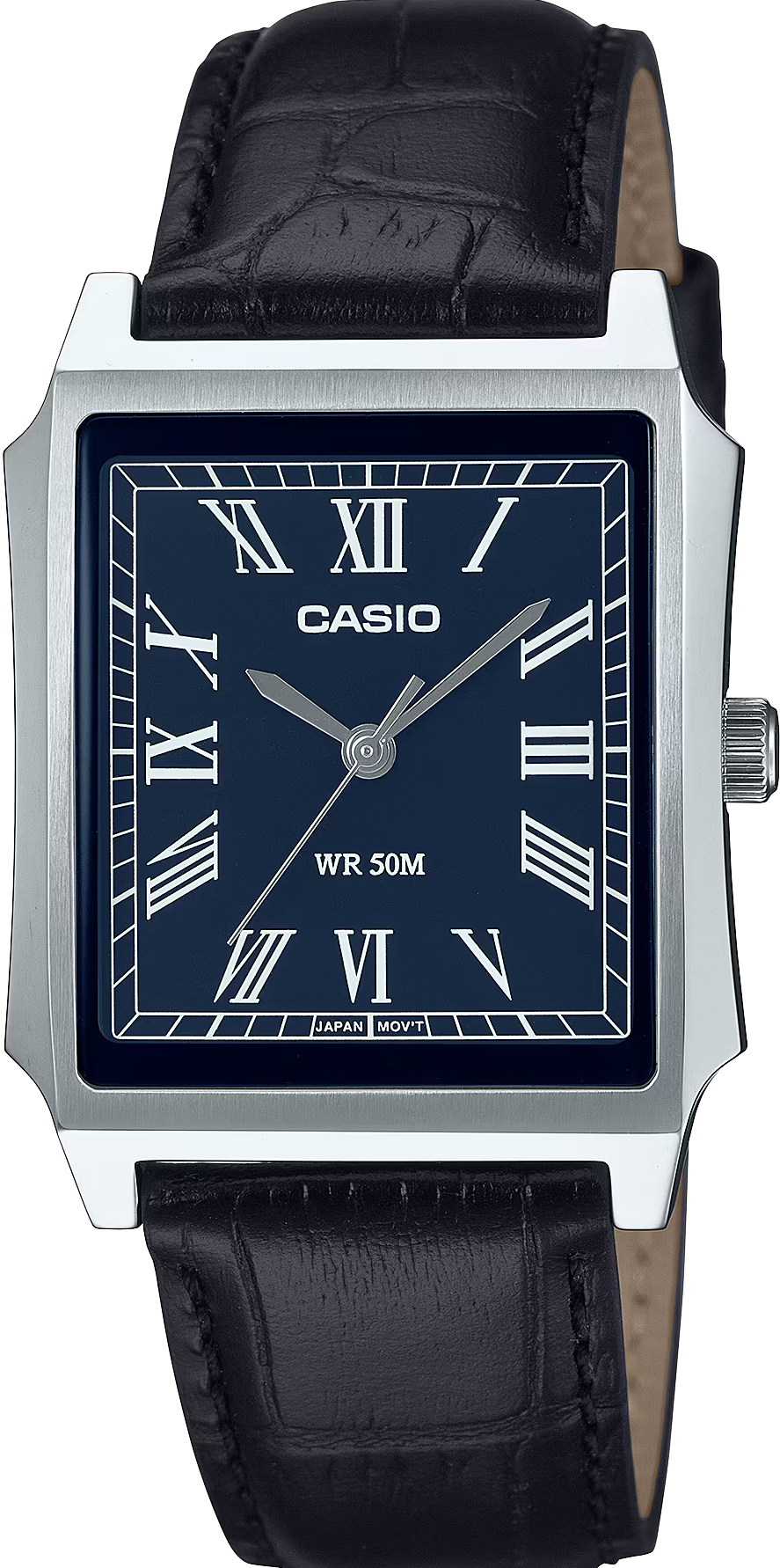 萬年鐘錶 - CASIO 卡西歐   古典時尚方形羅馬數字皮革款男錶  MTP-B190L-2B  錶徑31.5MM