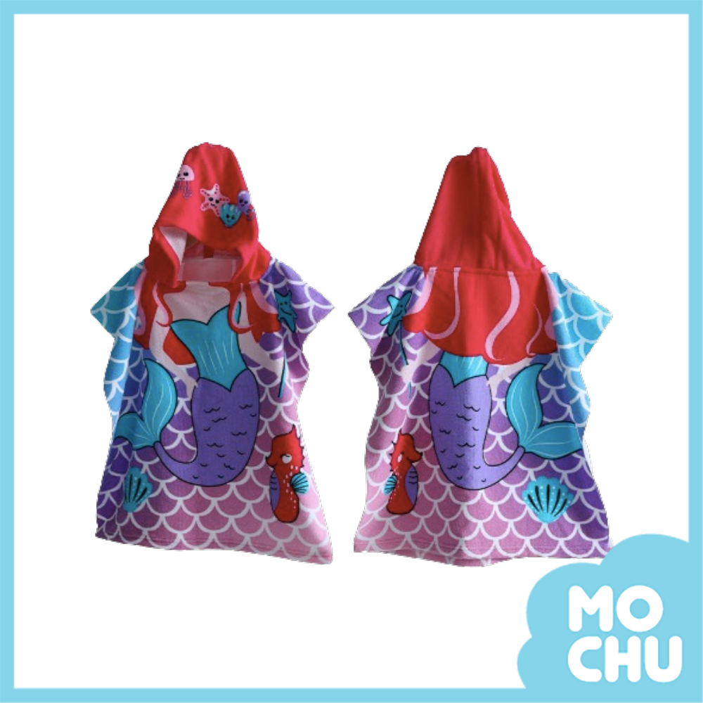 漂亮美人魚連帽浴袍