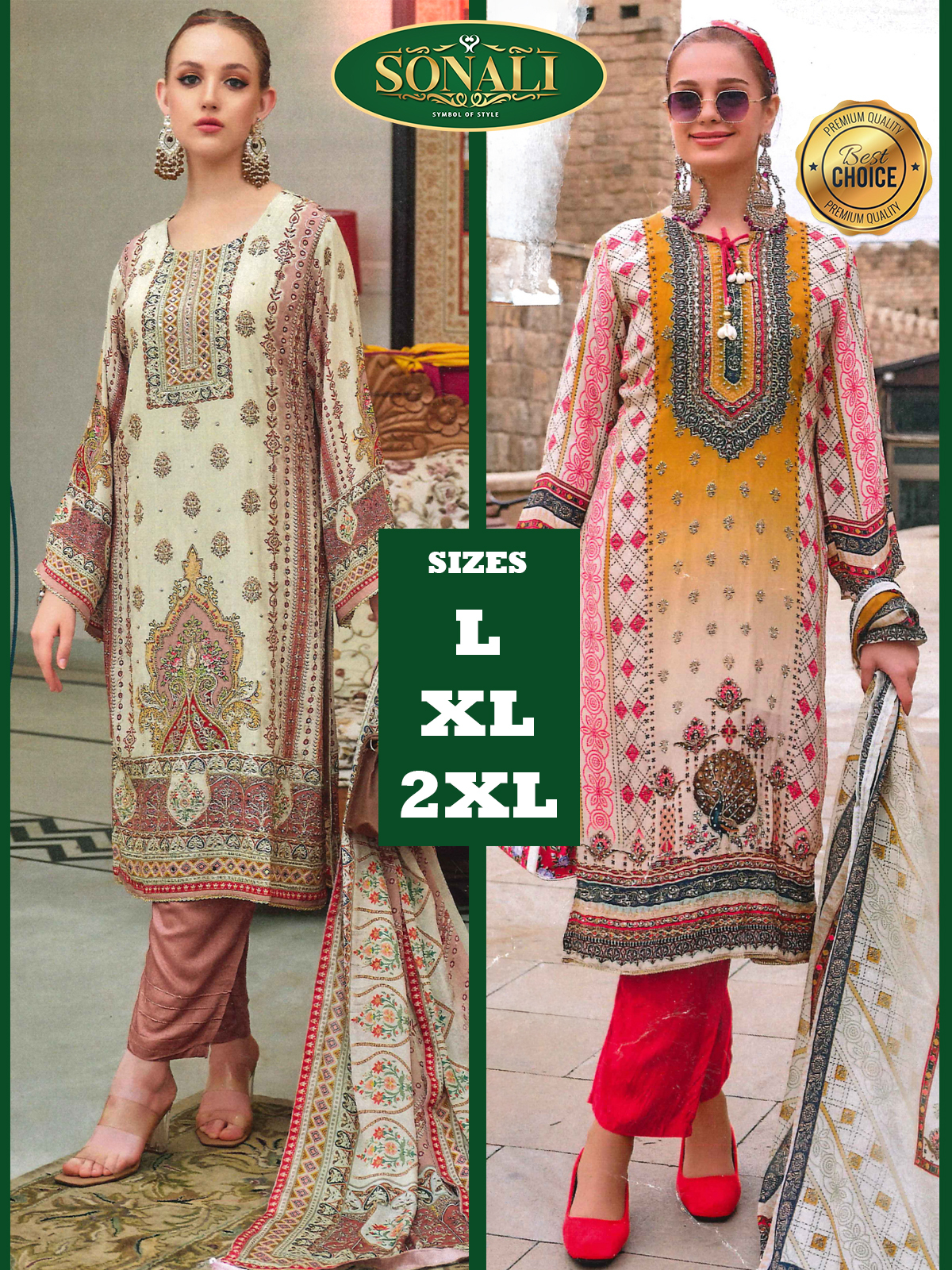 Sonali Premier Quality Women's Designer Suits / Ladies Indian Traditional Set