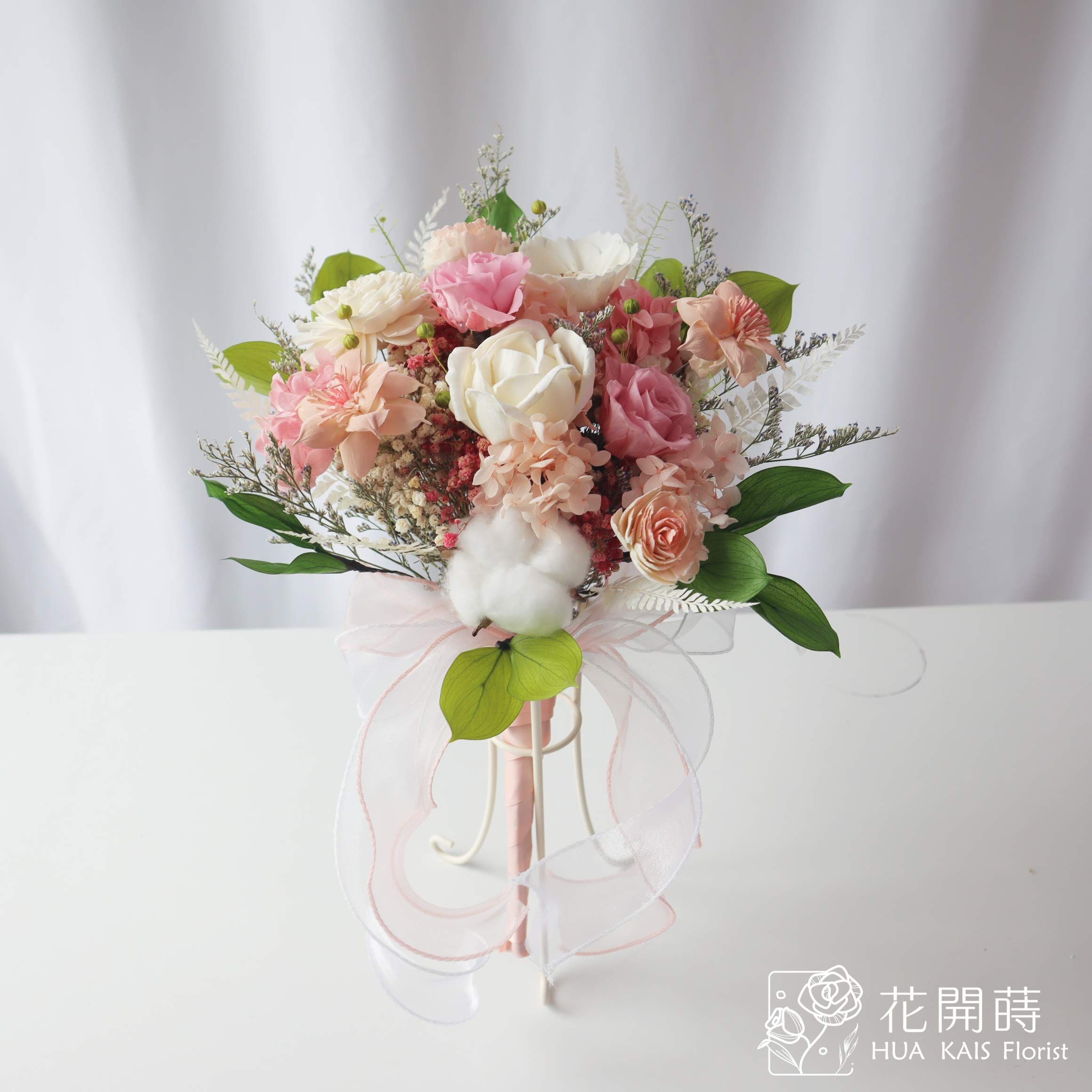 新娘分束捧花|浪漫粉夢分束新娘捧花|永生花捧花|外拍捧花|韓式捧花|圓形捧花|韓系捧花|粉色捧花|永生捧花
