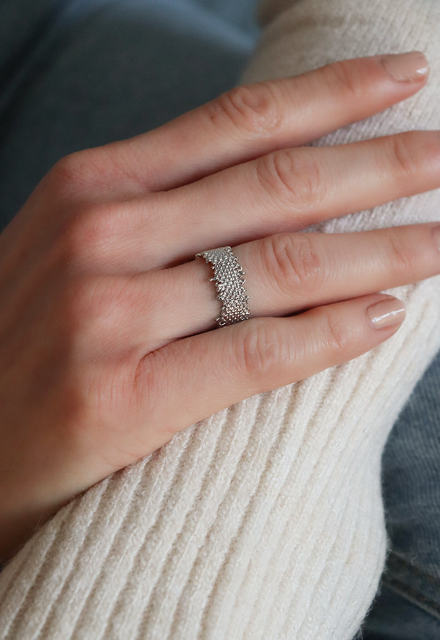 Waekura Ring Raphia - M Palladium (WA39)