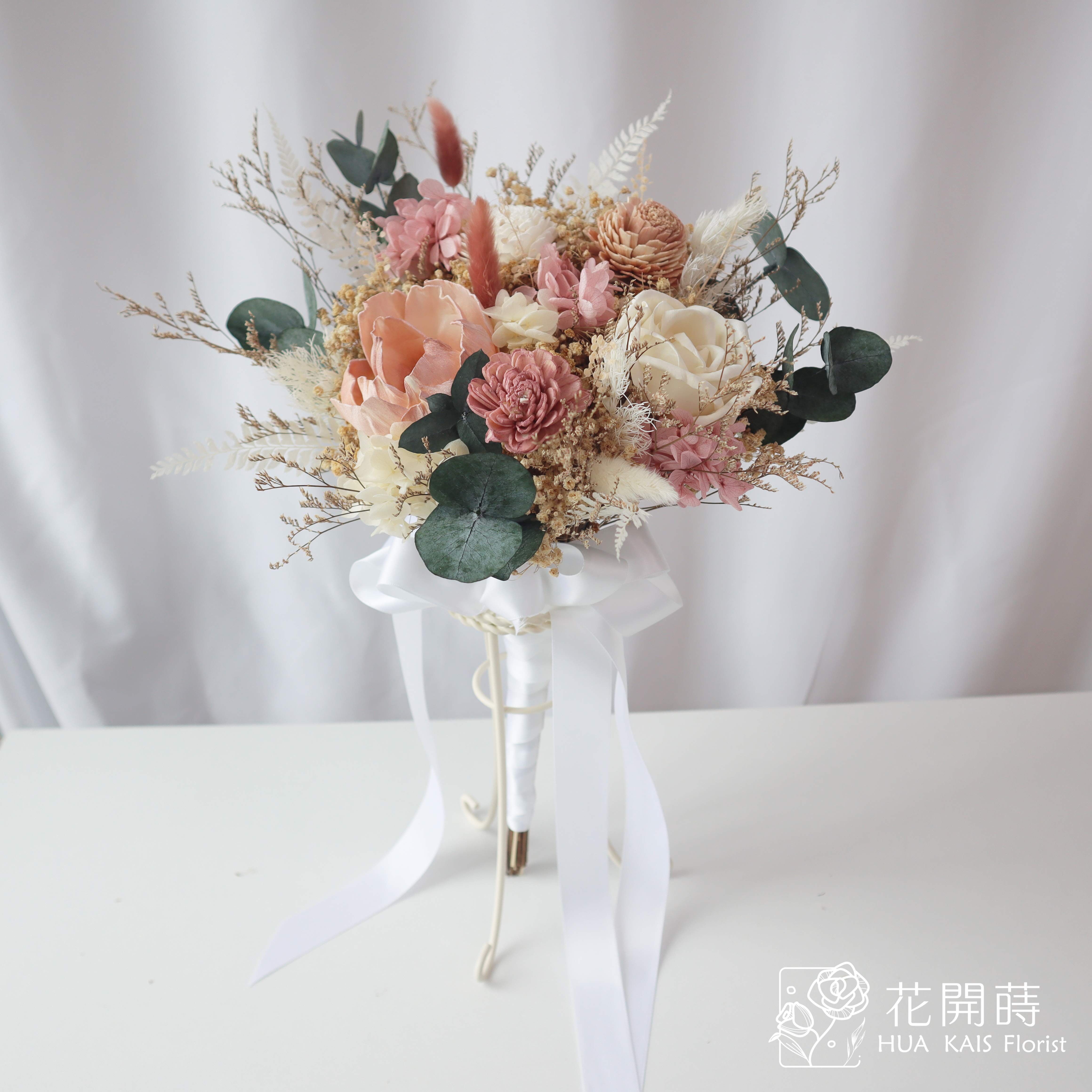 新娘分束捧花|春芽分束捧花新娘捧花|永生花捧花|外拍捧花|韓式捧花|圓形捧花|韓系捧花|粉色捧花|永生捧花