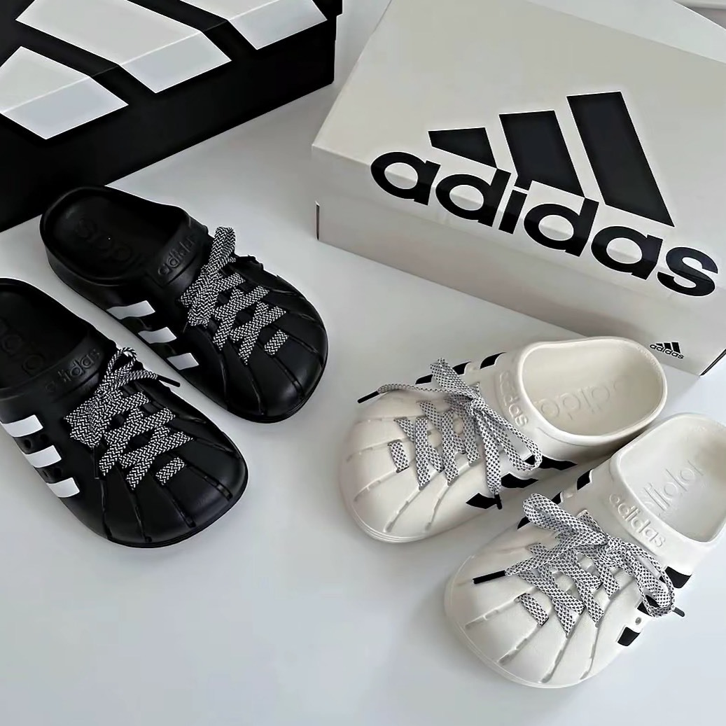 adidas ADILETTE CLOGS 懶人鞋 洞洞鞋 勃肯 防水 鞋帶款 奶油白黑 黑白 男女同款 JH9849 JH9848