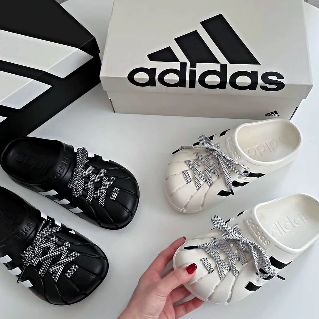 adidas ADILETTE CLOGS 懶人鞋 洞洞鞋 勃肯 防水 鞋帶款 奶油白黑 黑白 男女同款 JH9849 JH9848