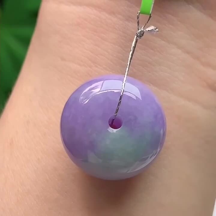 翡翠紫羅蘭麵包扣 (19.6mm直徑),天然翡翠A玉, 緬甸玉, Jade, Jadeite