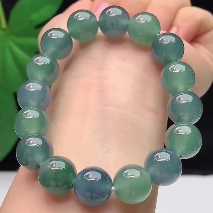 62343 翡翠冰藍水手串 (12.6mm直徑)