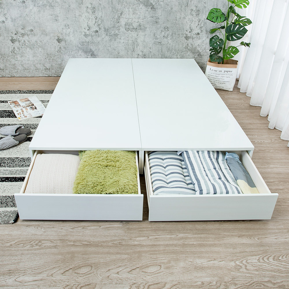 南亞塑鋼-5尺雙人後二抽屜收納塑鋼床底