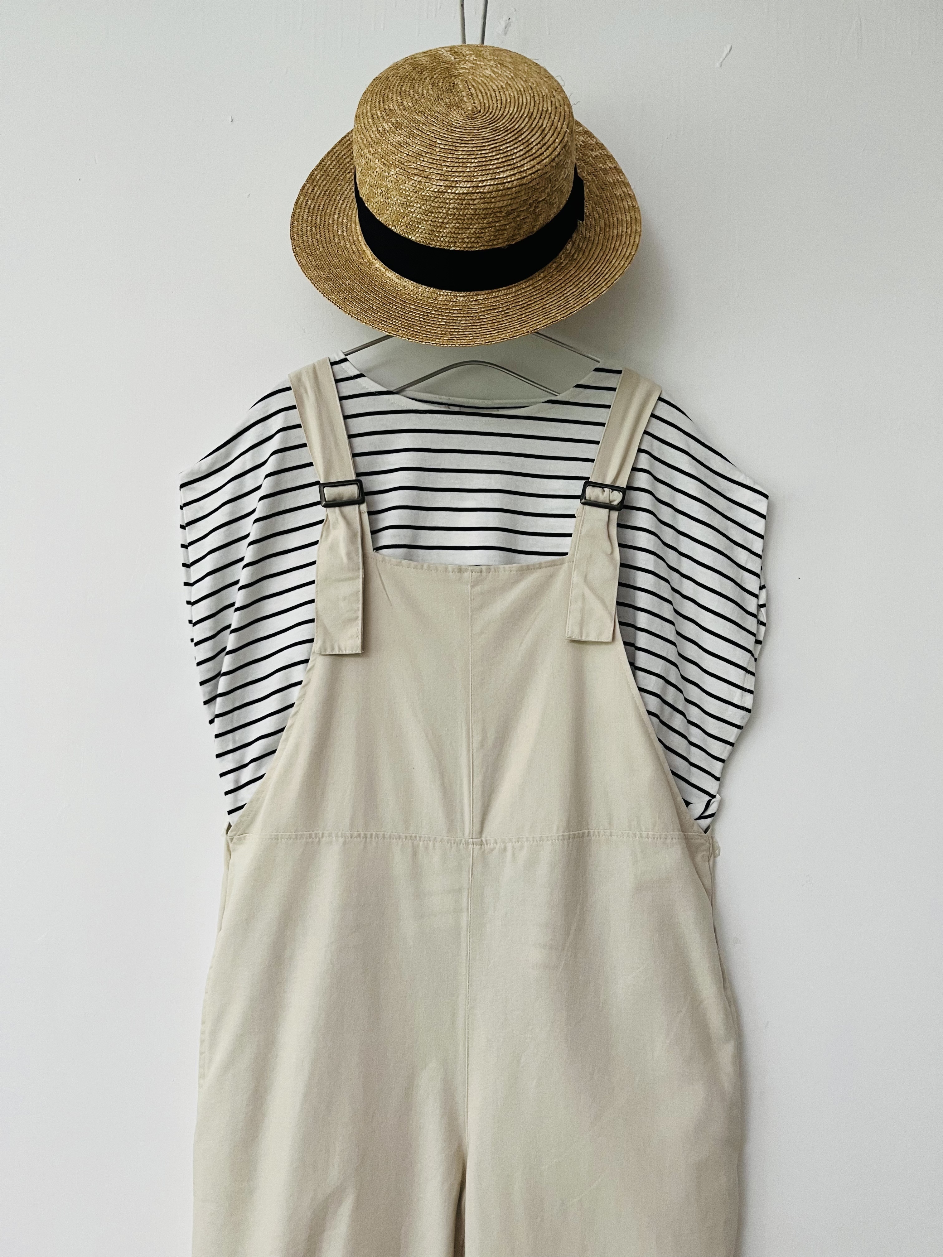 米色吊帶工人褲