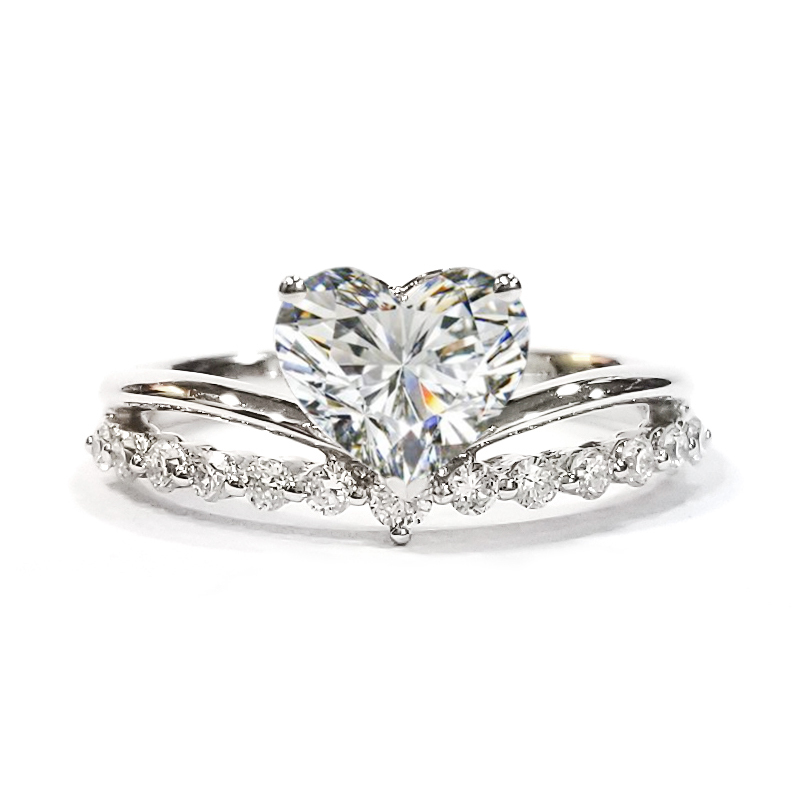 PT950鉑金 1卡實驗室培育心形鑽石戒指