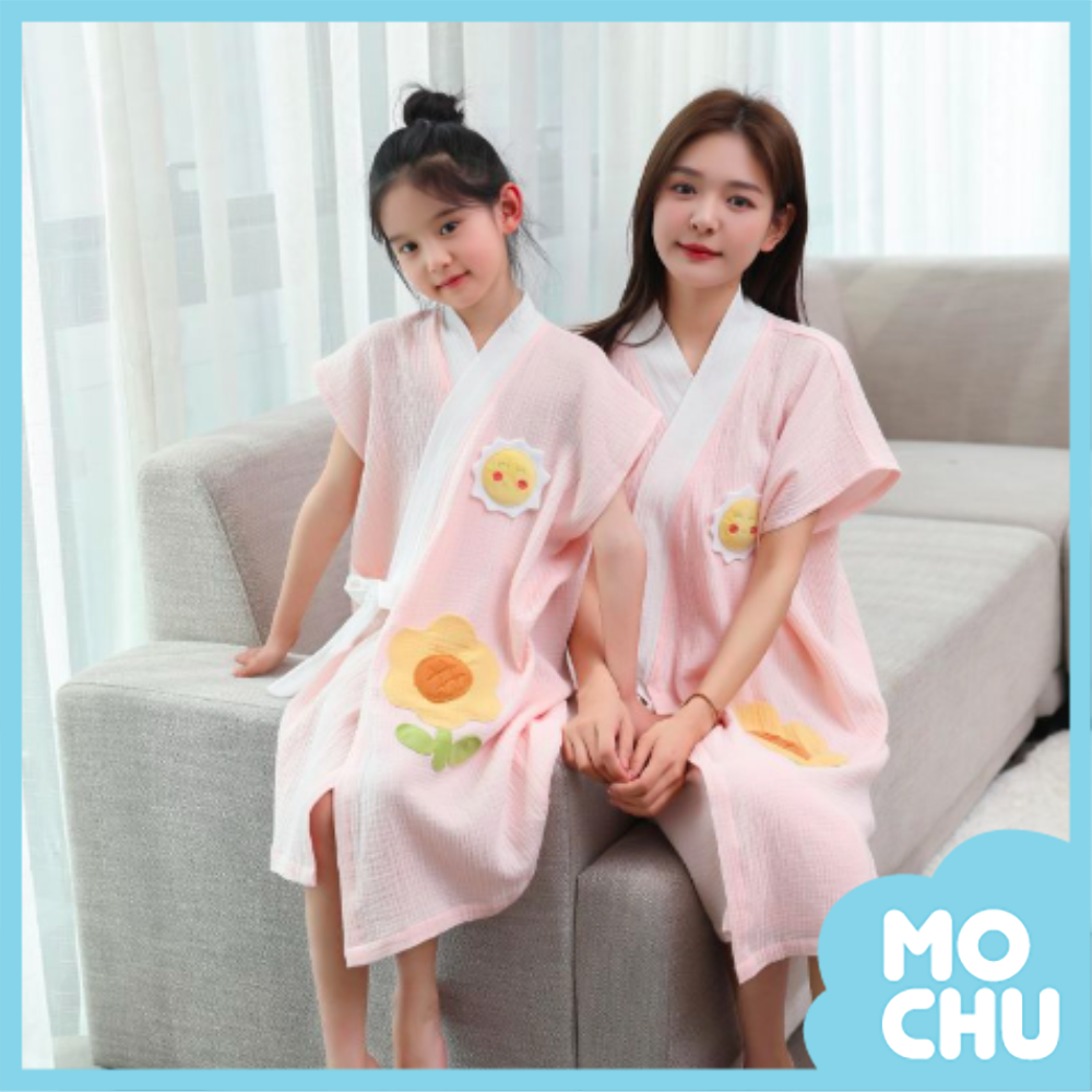 太陽花純棉紗布親子浴袍