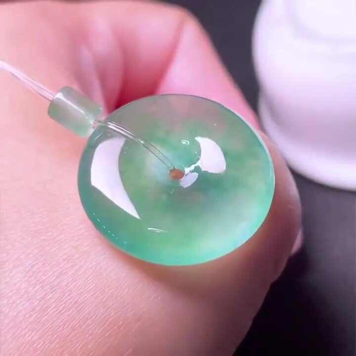 翡翠平安扣吊墜 (22.6mm直徑),天然翡翠A玉, 緬甸玉, Jade, Jadeite