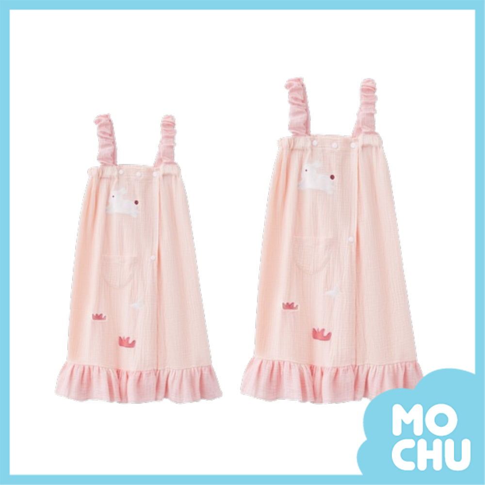 動物貼布純棉紗布親子浴袍(四色)