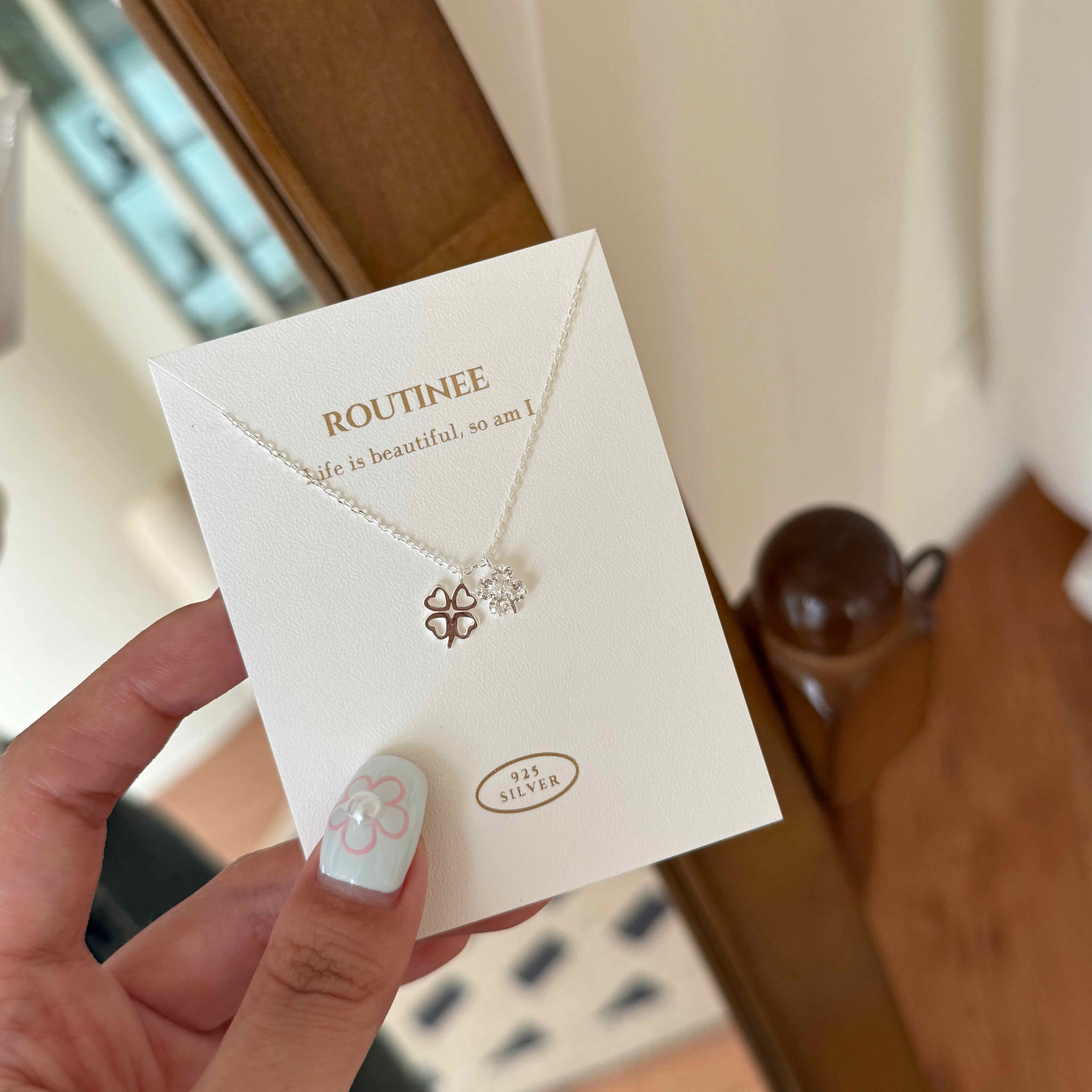 🇰🇷925 silver 閃鑽幸運草項鍊