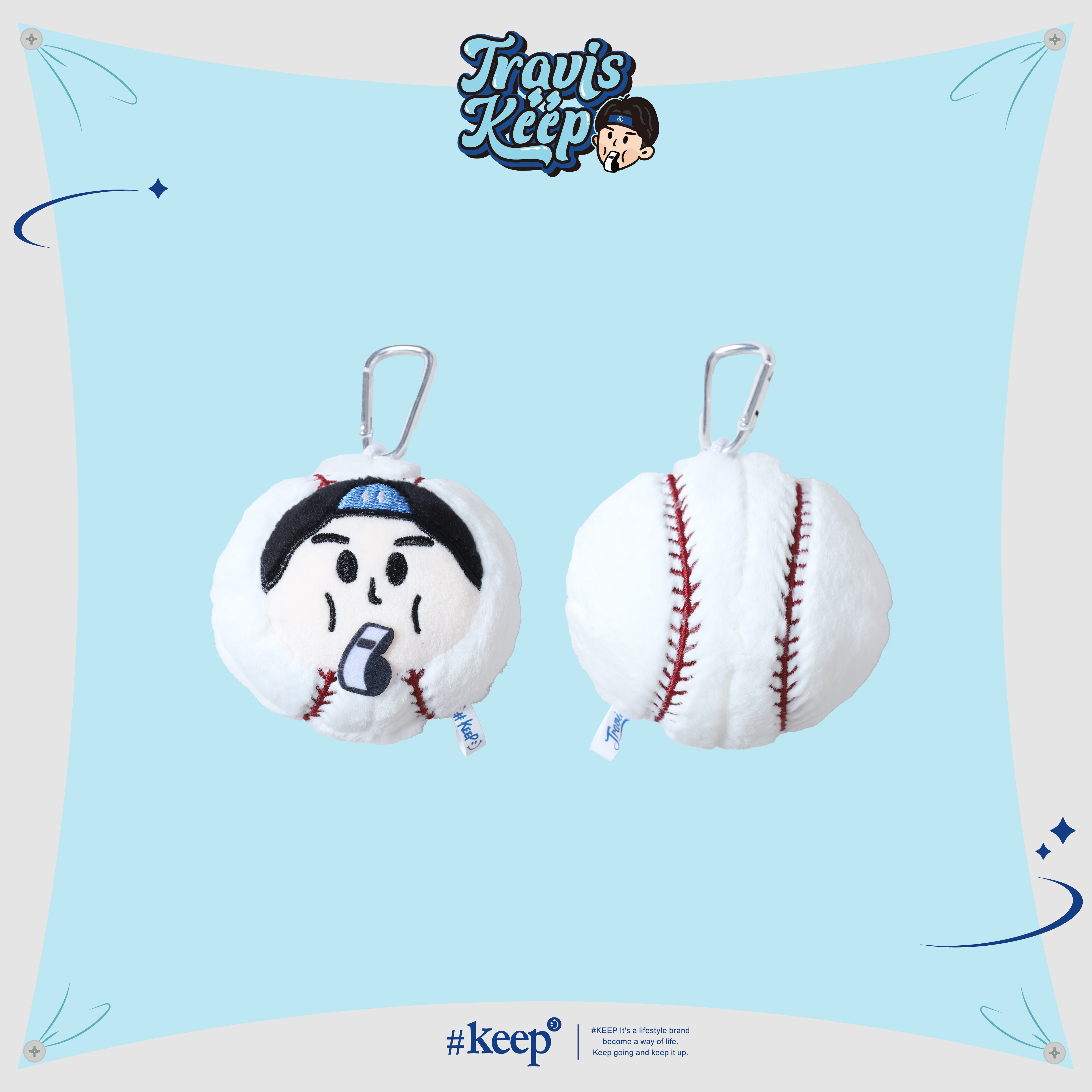 #KEEP x TRAVIS 崔維斯 聯名 Q版頭像 絨毛棒球吊飾【KS299】