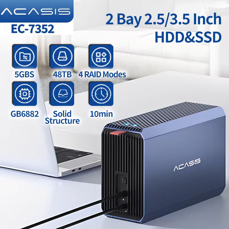Acasis 雙位Raid 2.5/3.5 吋 HDD&SSD 外接硬碟盒