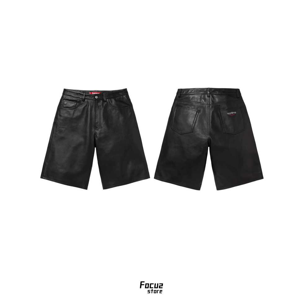 【Focus Store】預購 Supreme SS25 Week16 Baggy Leather Short "Black" 黑色 皮革五分短褲