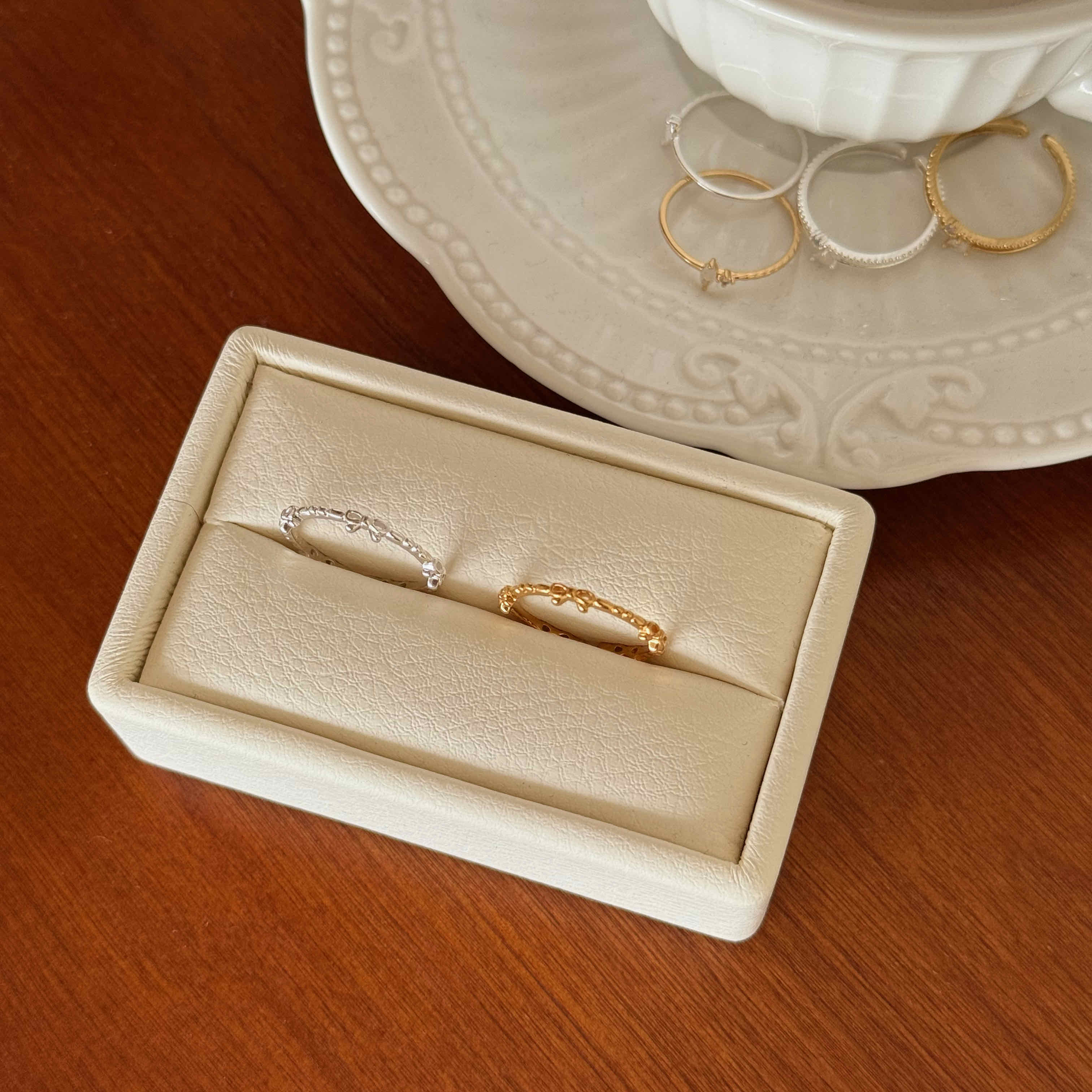 🇰🇷925 silver 迷你蝴蝶結開口戒｜2 color