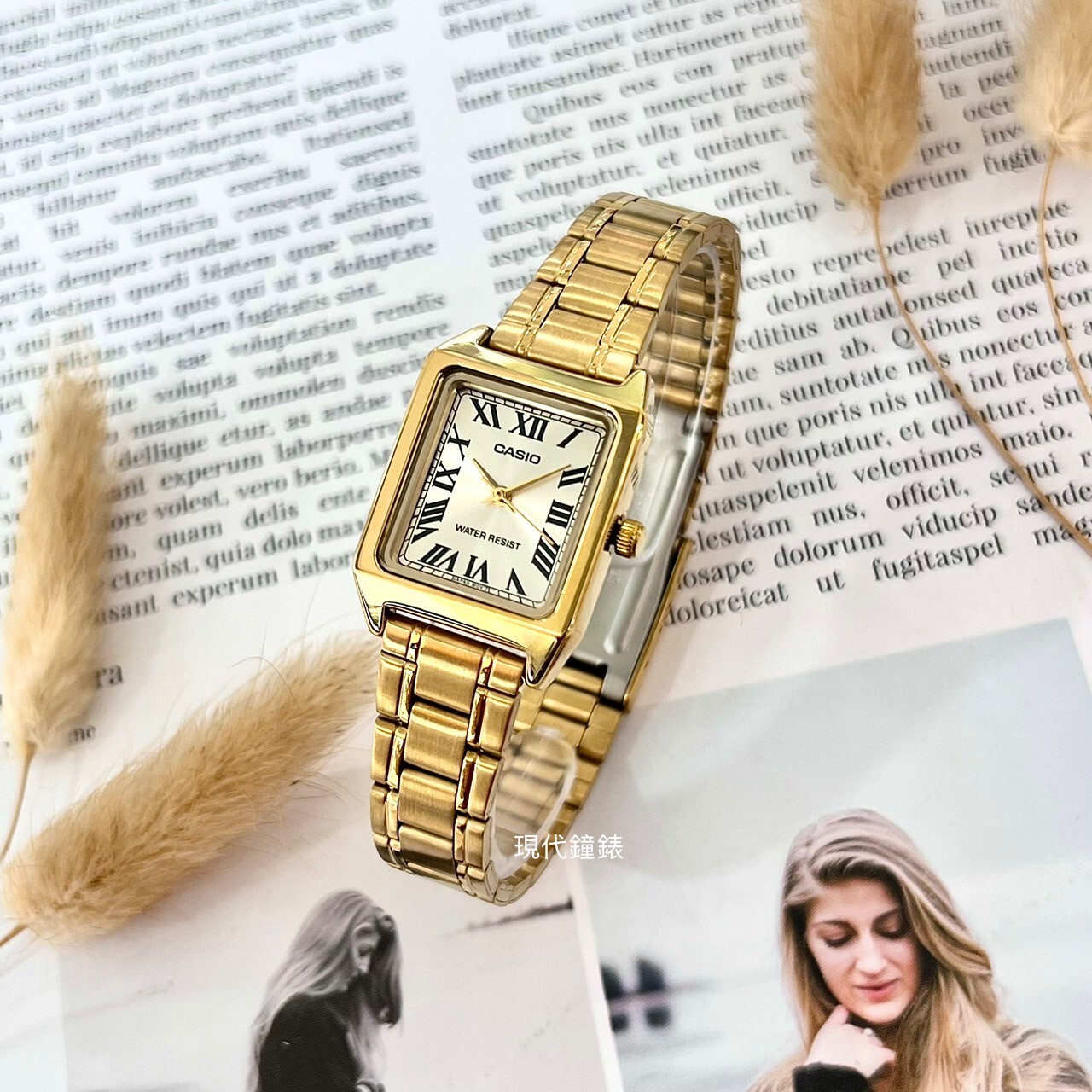【CASIO 卡西歐】簡單俐落羅馬字小巧方形不鏽鋼女錶 LTP-V007G-9B  22.2mm 現代鐘錶