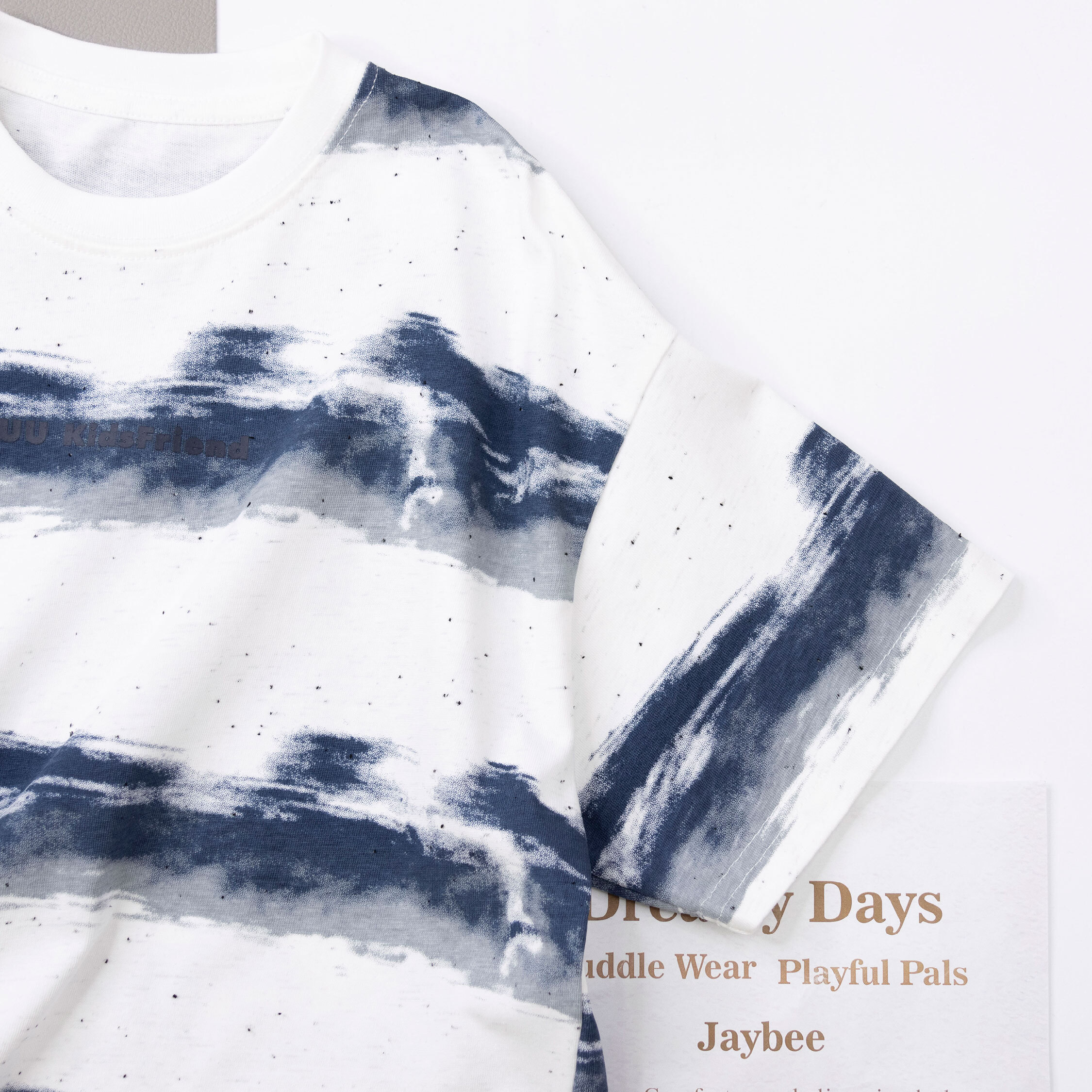 藝術雙色暈染斑點造型上衣/短T (H50463)