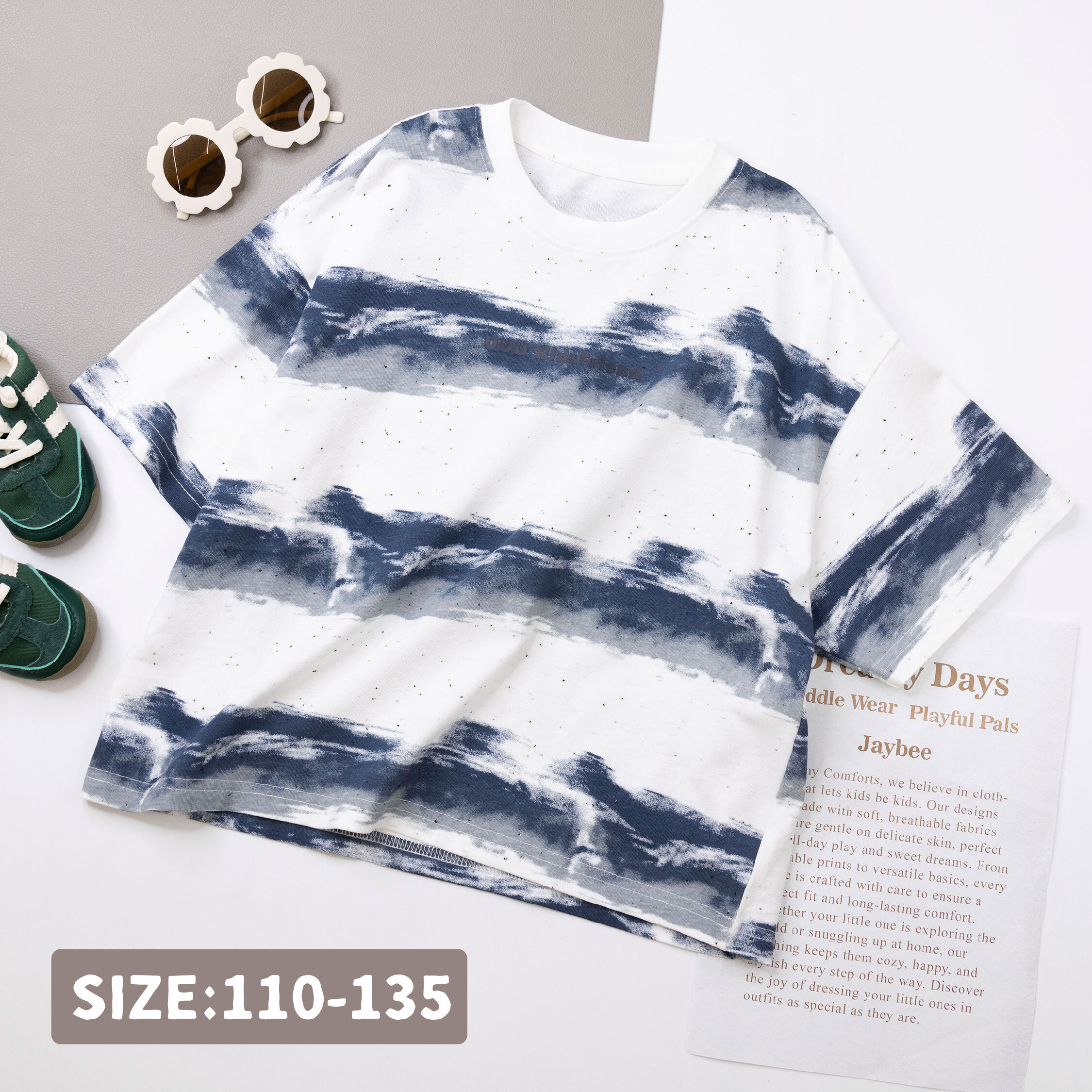 藝術雙色暈染斑點造型上衣/短T (H50463)