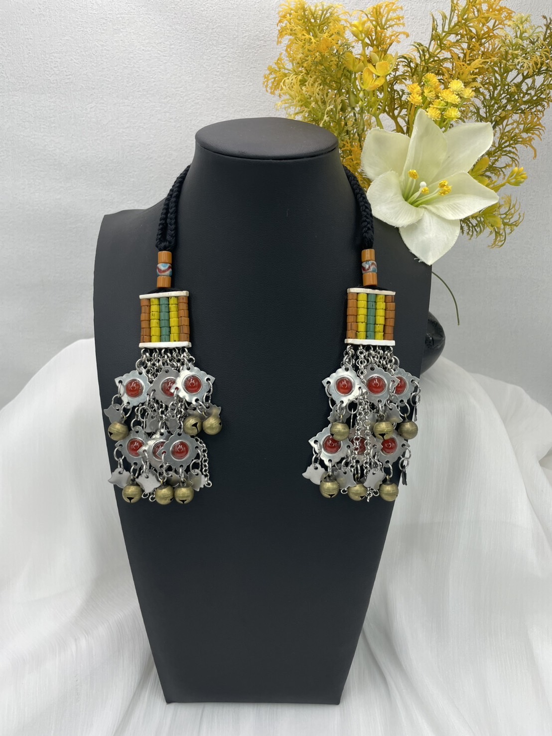 M-No.76傳統花珠少女耳掛12cm