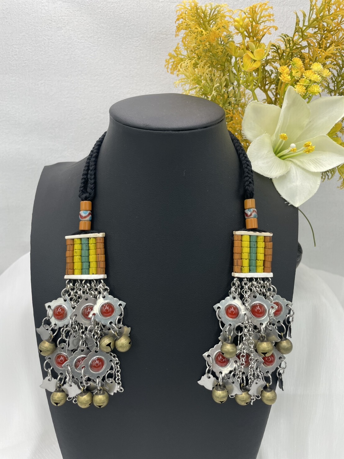 M-No.76傳統花珠少女耳掛12cm