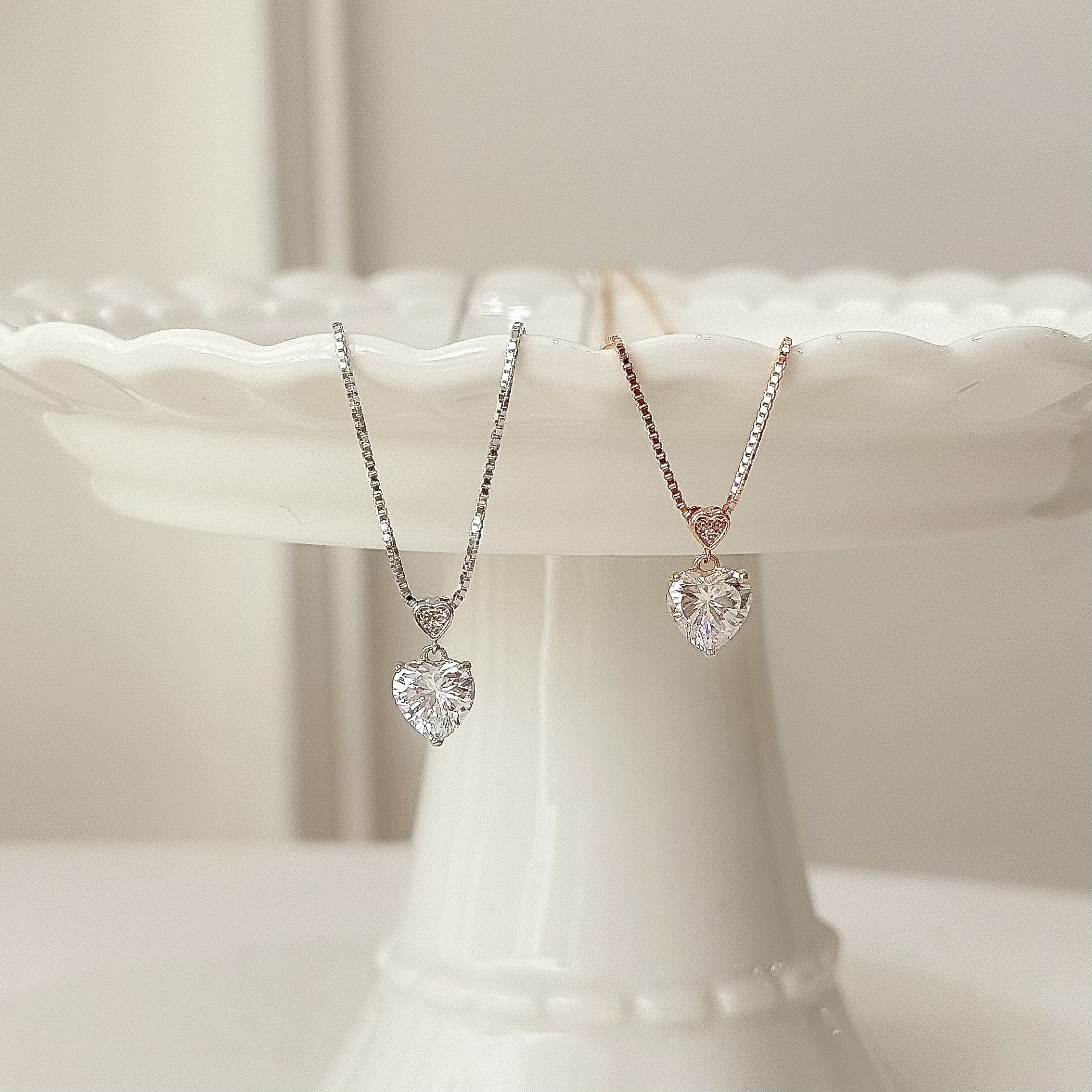 M79【輕奢】愛心鑽純銀鎖骨鏈