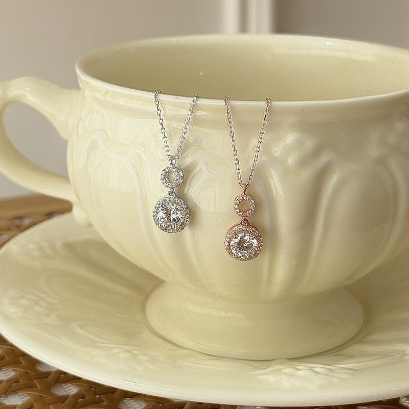 M109【輕奢】圓圈單鑽純銀鎖骨鏈