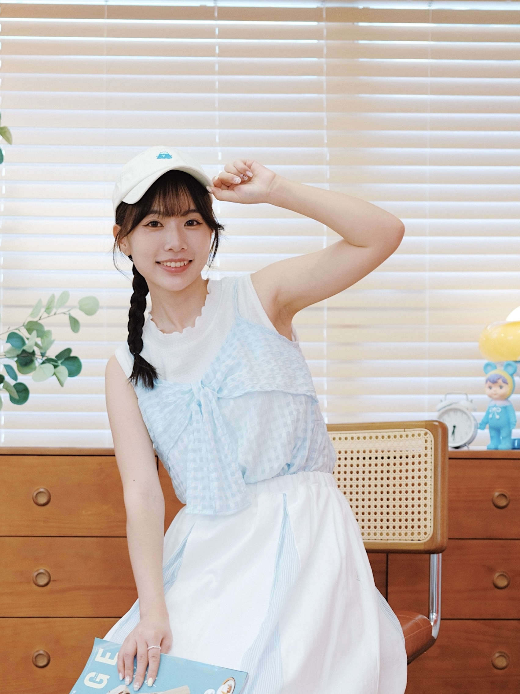 兩色 / 透格紋大蝴蝶結吊帶馬甲 / Sheer Plaid Bow Camisole