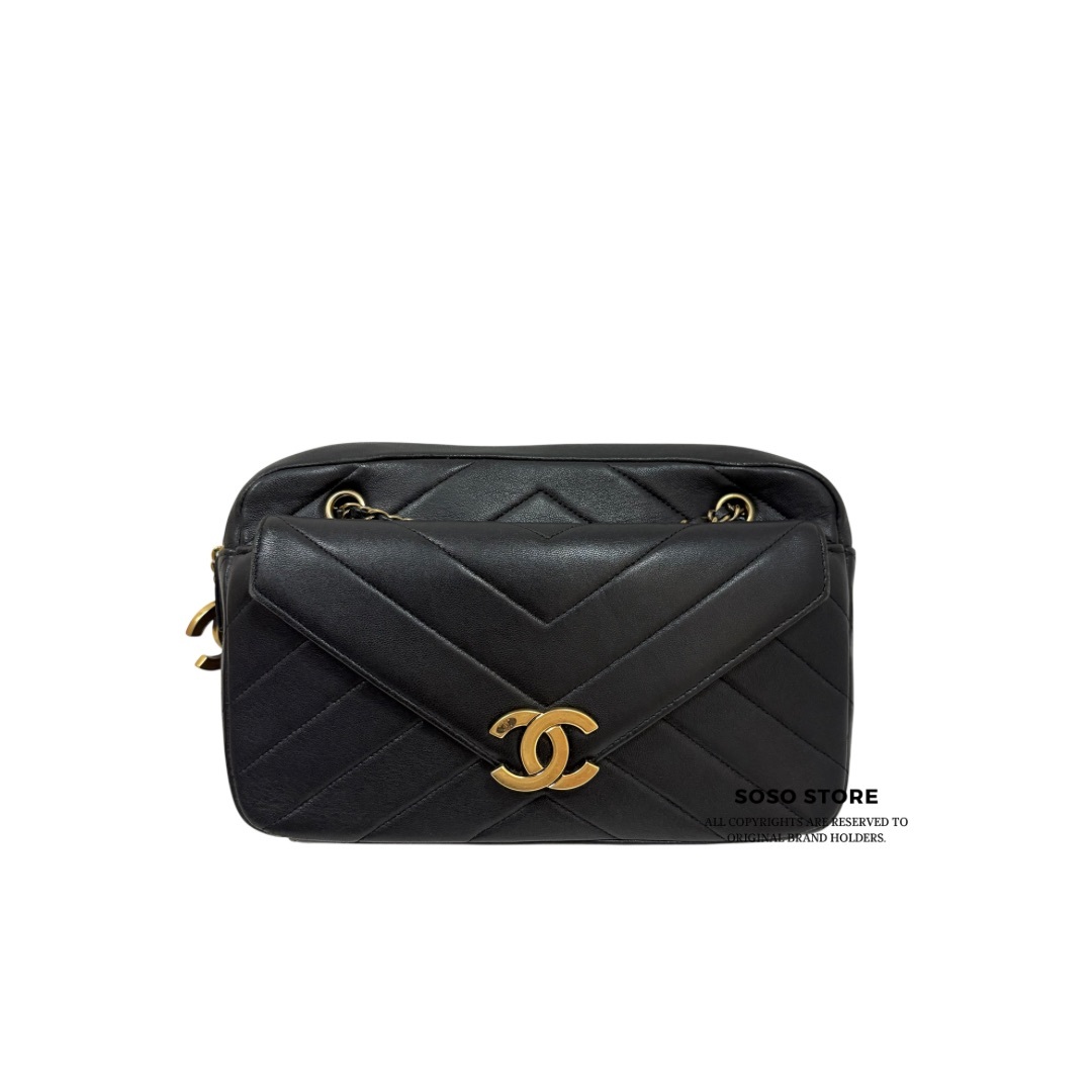 Chanel Coco Envelope Flap Camera Case - Black / Ghw