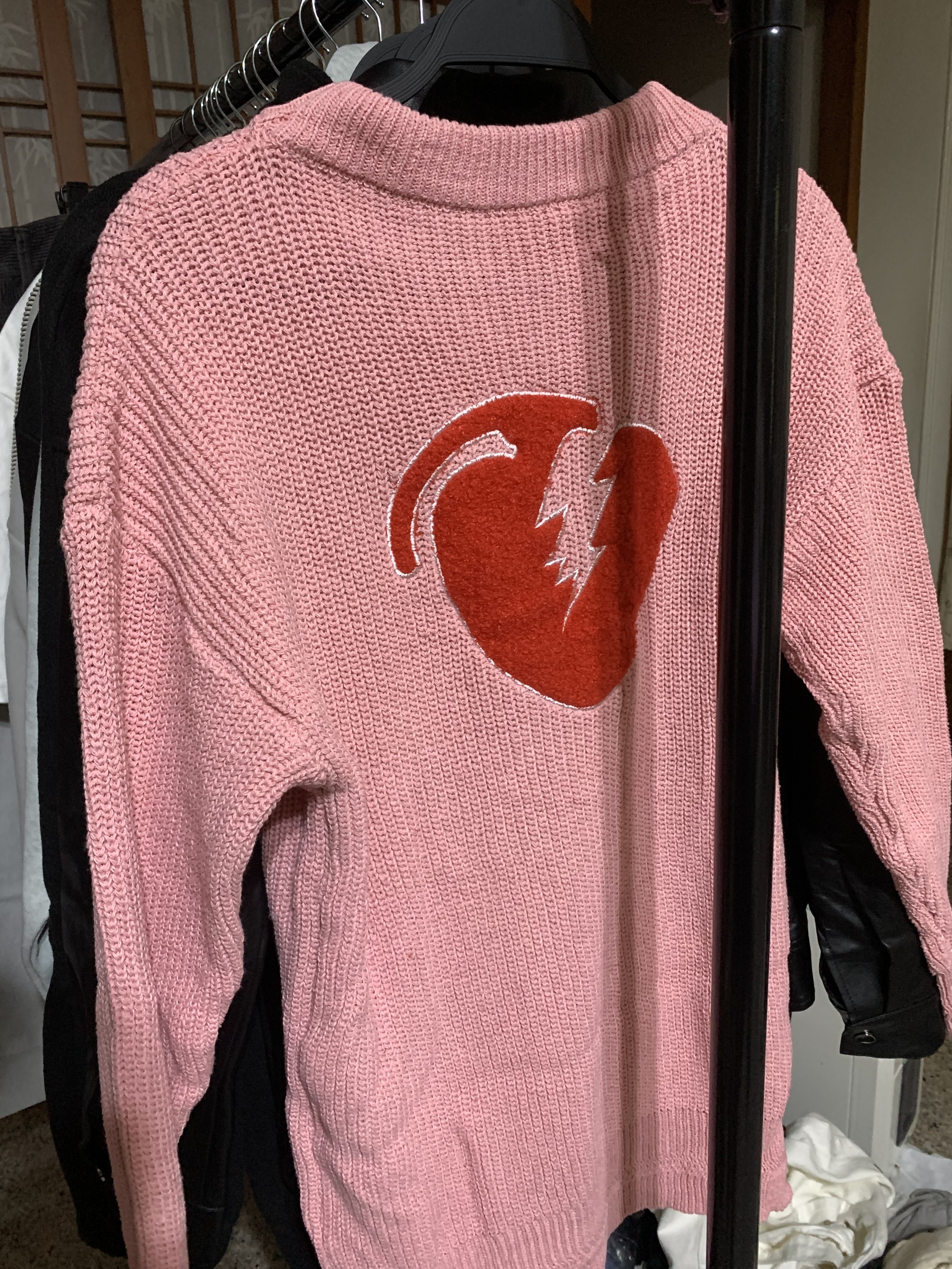 刺繡 針織毛衣 粉