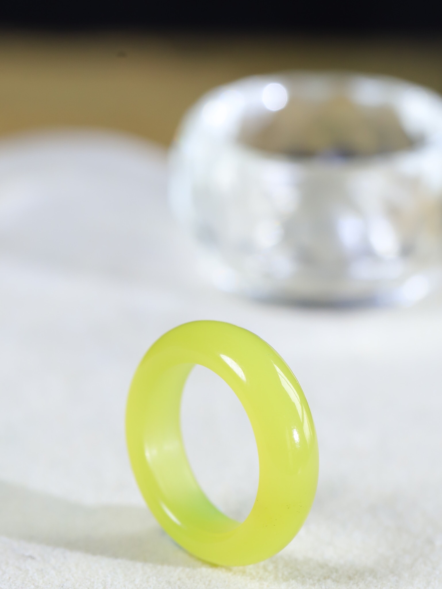 和田玉玉見傾心戒指,天然和田玉軟玉