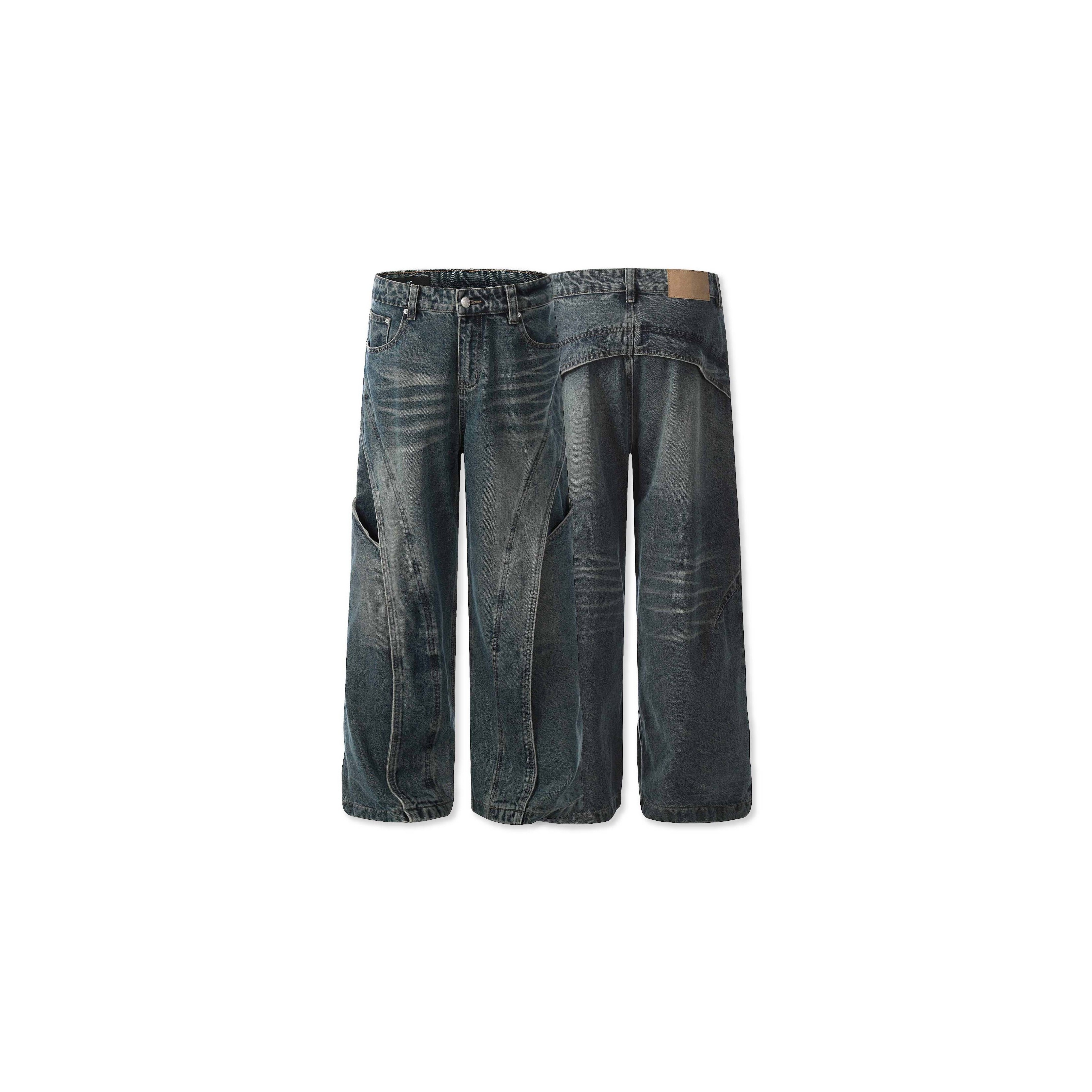 ACR 前衛設計 小眾 流線 彎刀 牛仔褲