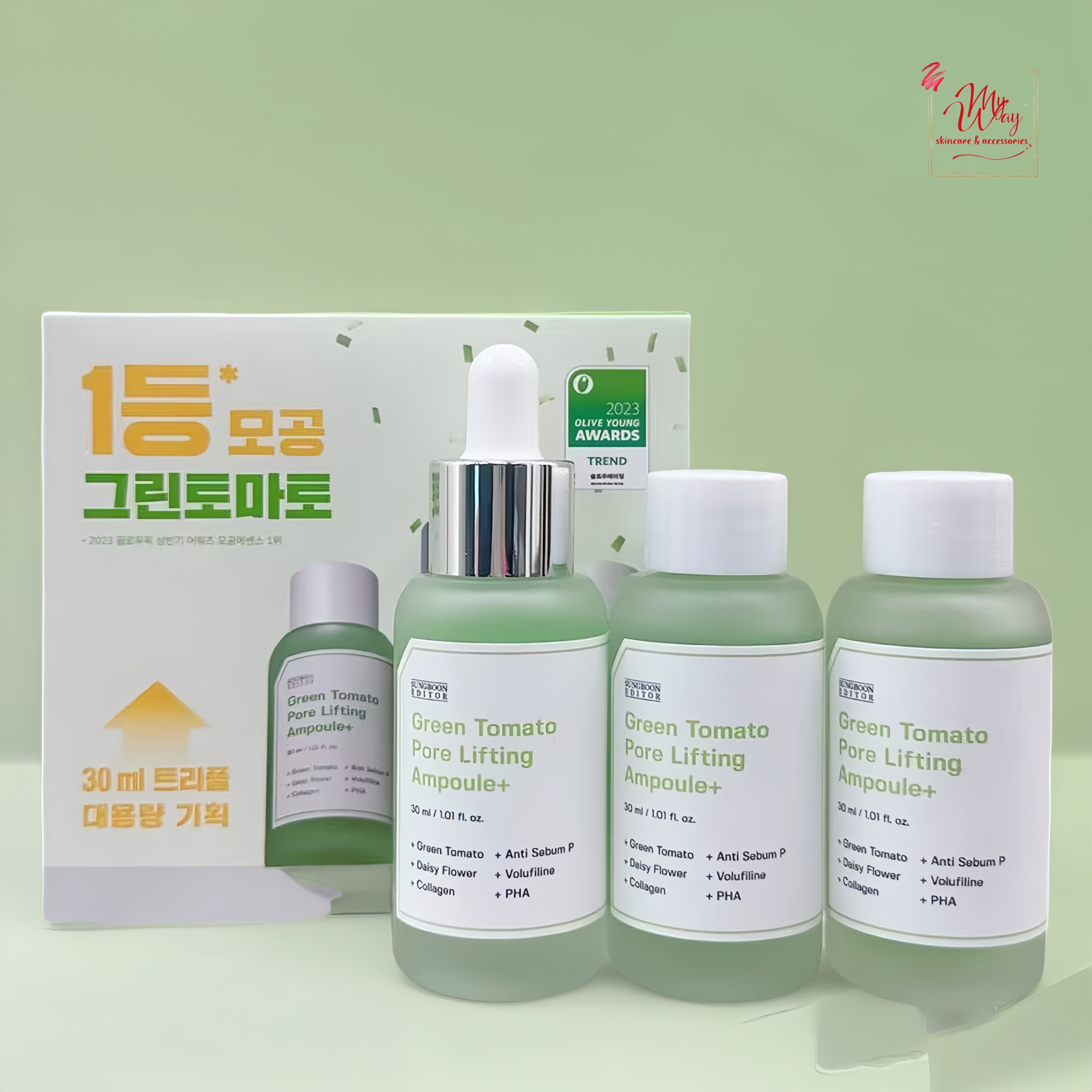 Sungboon Editor 綠蕃茄毛孔緊緻精華 Green Tomato Pore Lifting Ampoule+ 30ml*3ea