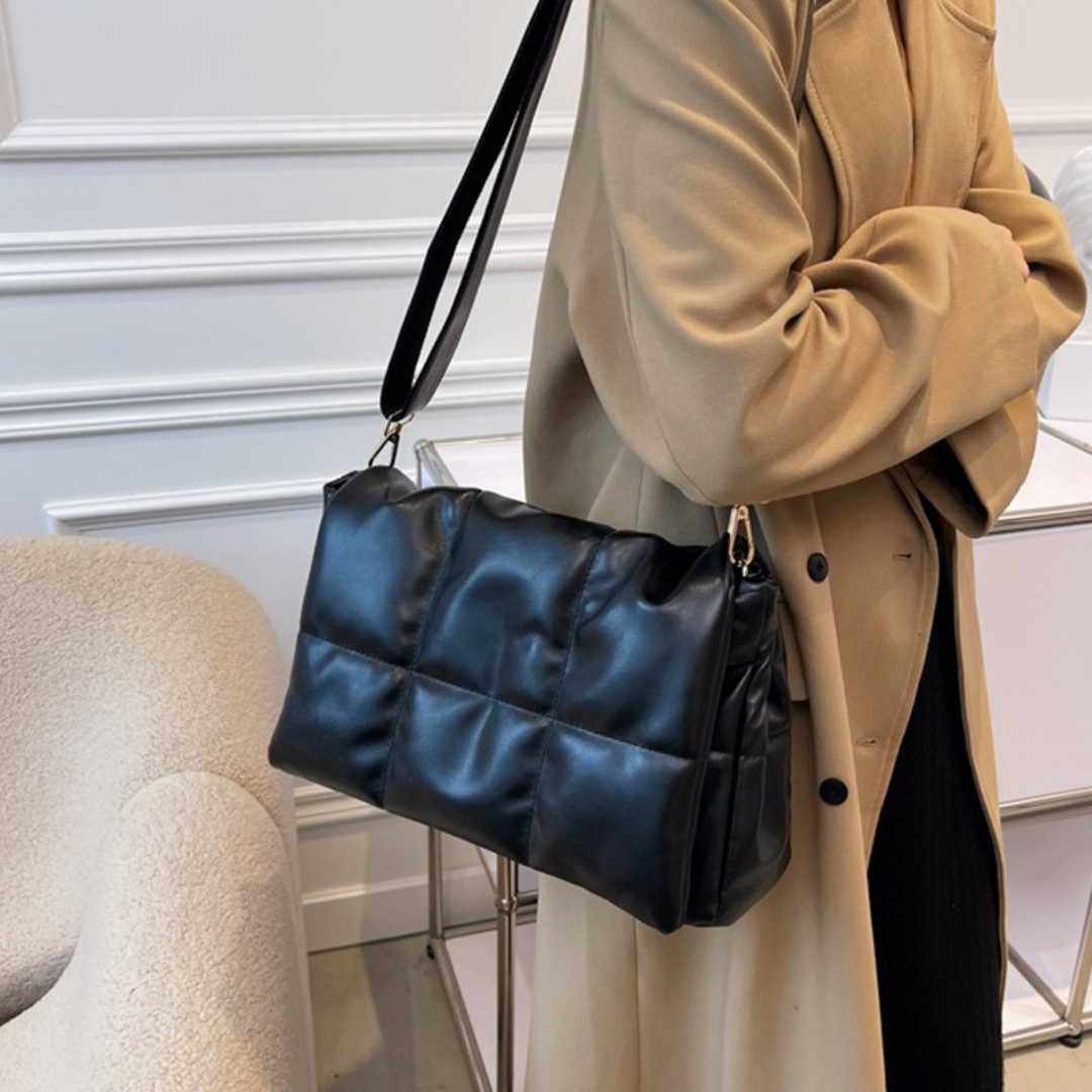 羽絨方格單肩包