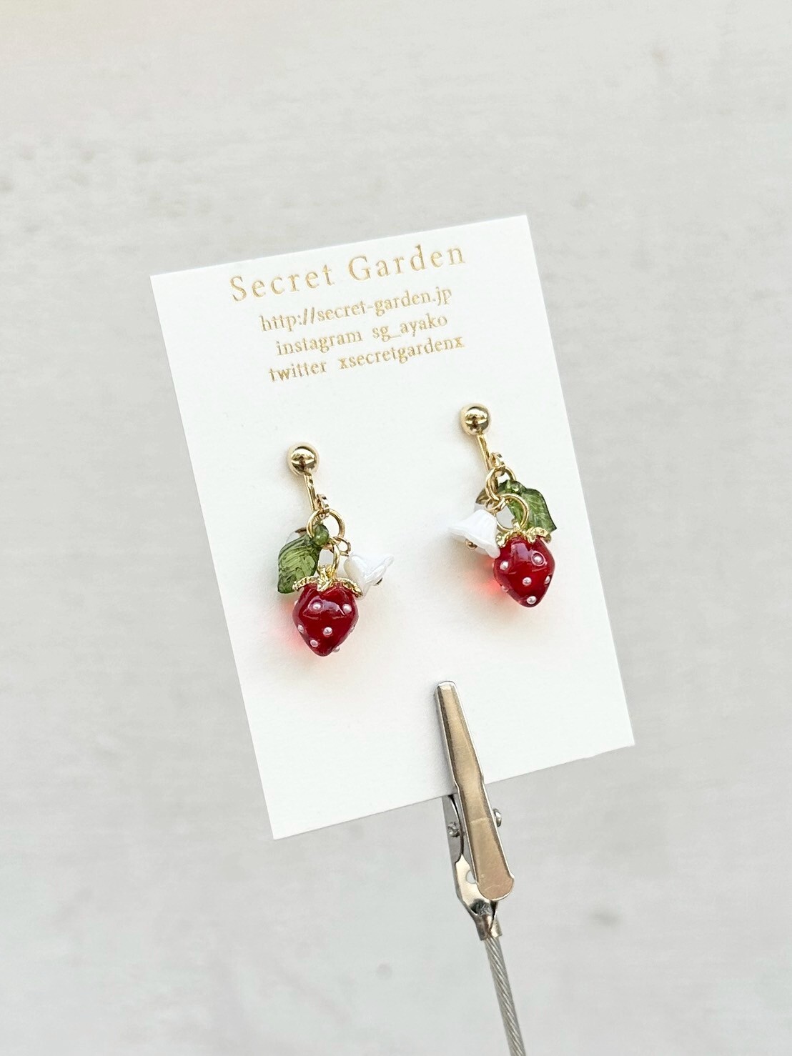 [secretgarden] 迷你草莓耳環 | 紅色 | 耳夾 | NO.6