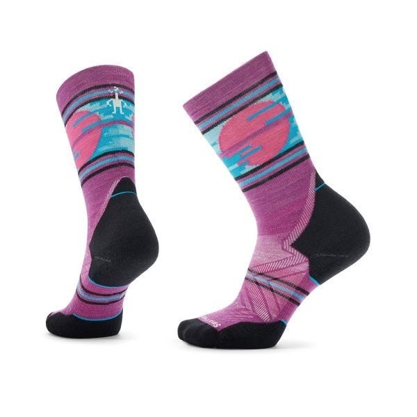 【Smartwool】女機能越野跑局部輕量減震中長襪-落日時分 炭黑色、粉霧紫 / SW002275