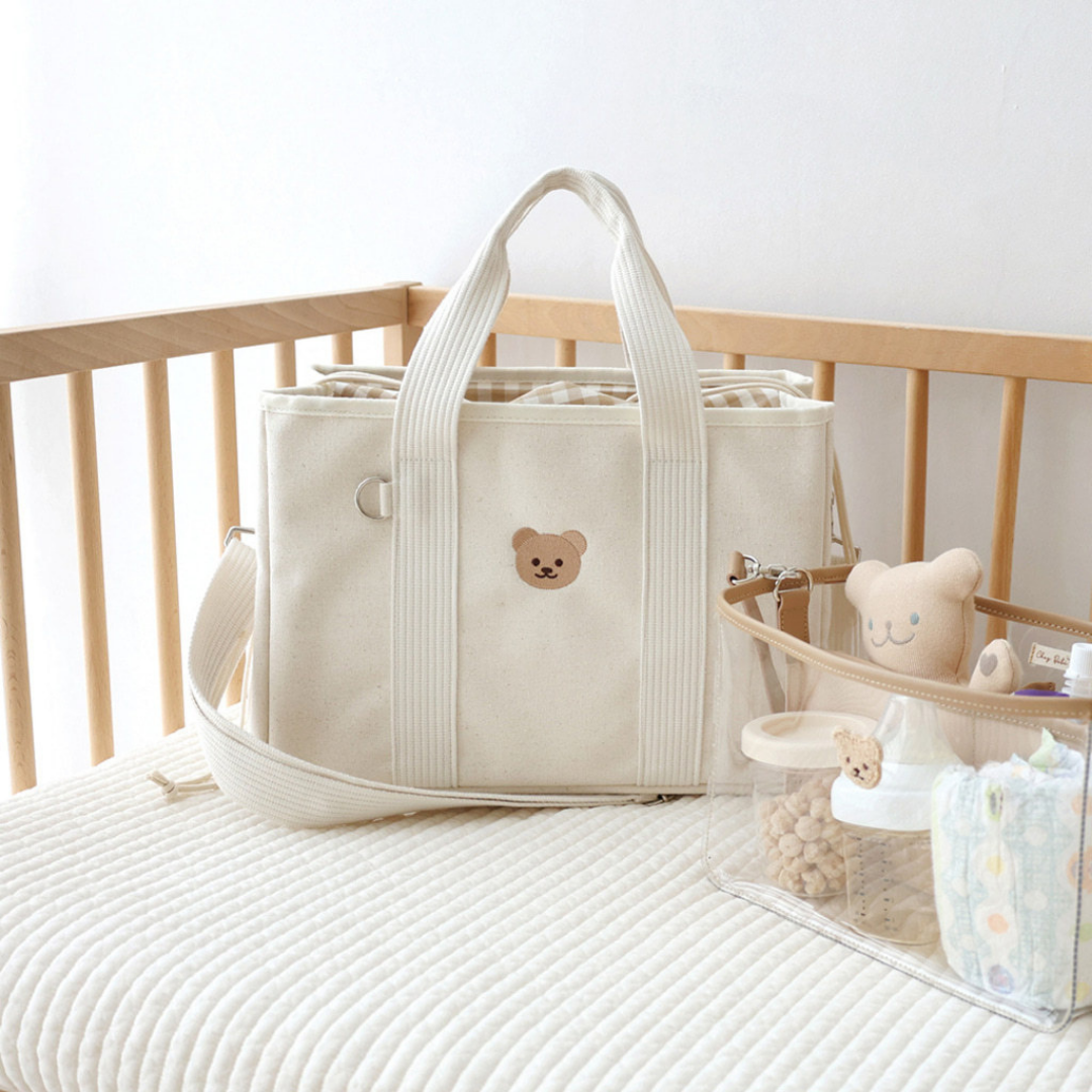 小熊抽繩束口媽咪包