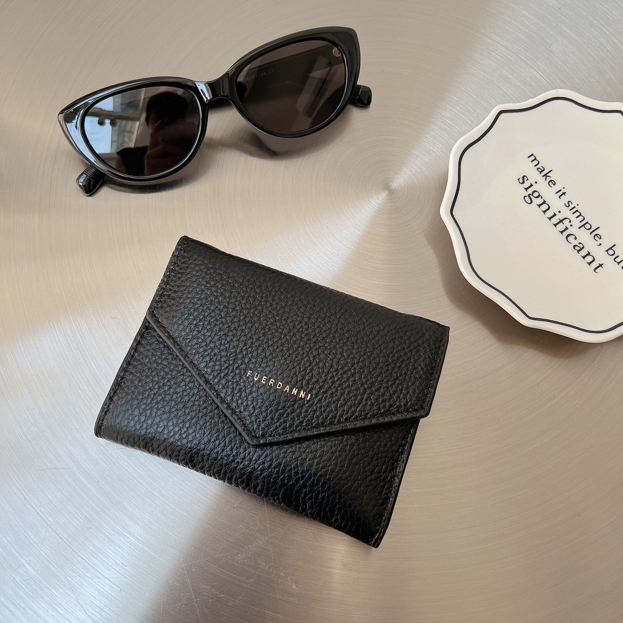 全真皮信封荔枝紋零錢包