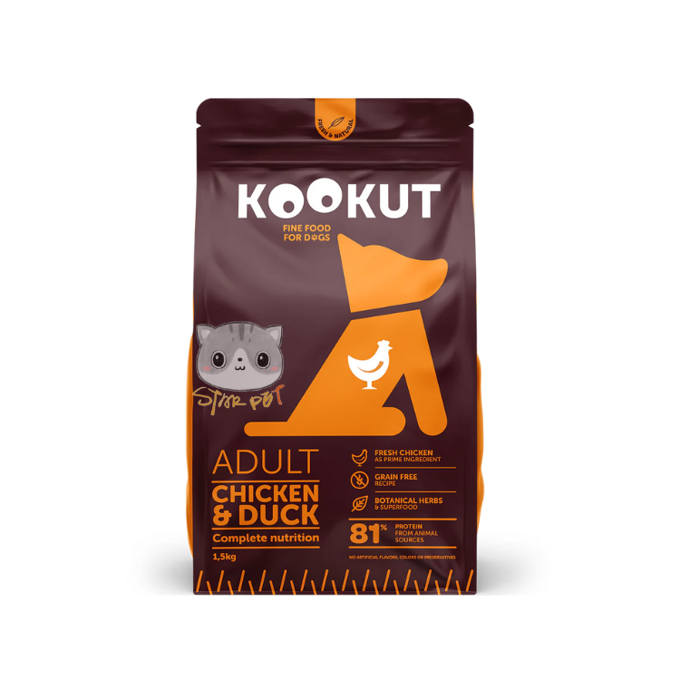 Kookut Chicken & Duck Grain-Free Dog Food 1.5kg