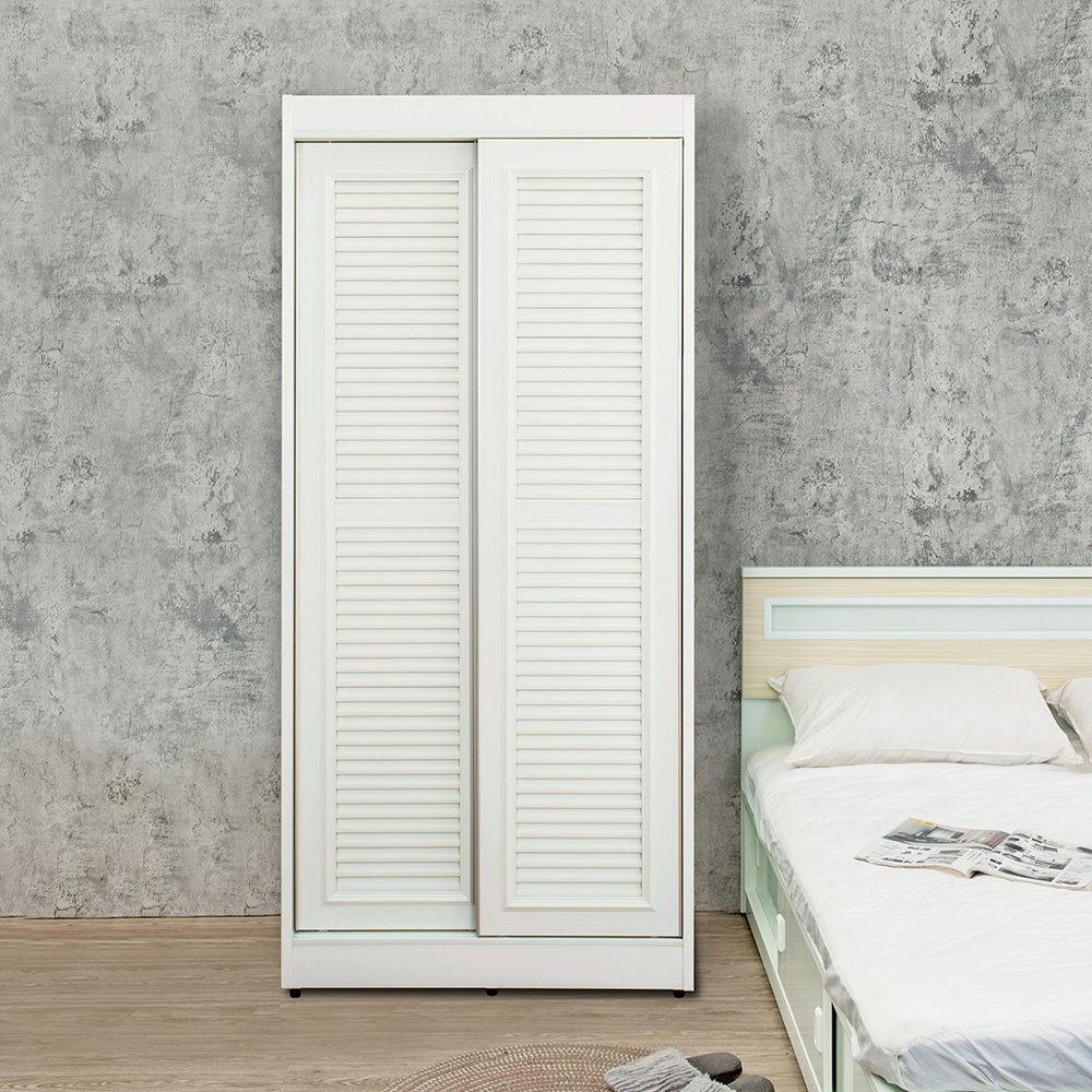 南亞塑鋼-3尺二推/拉門百葉塑鋼衣櫃