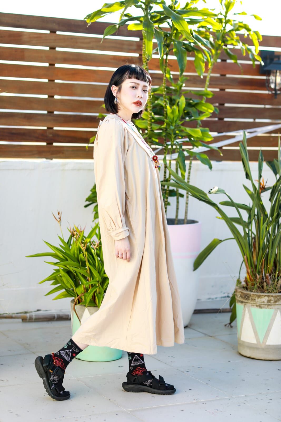 Amina 連身裙- IDS-2327 (米色)