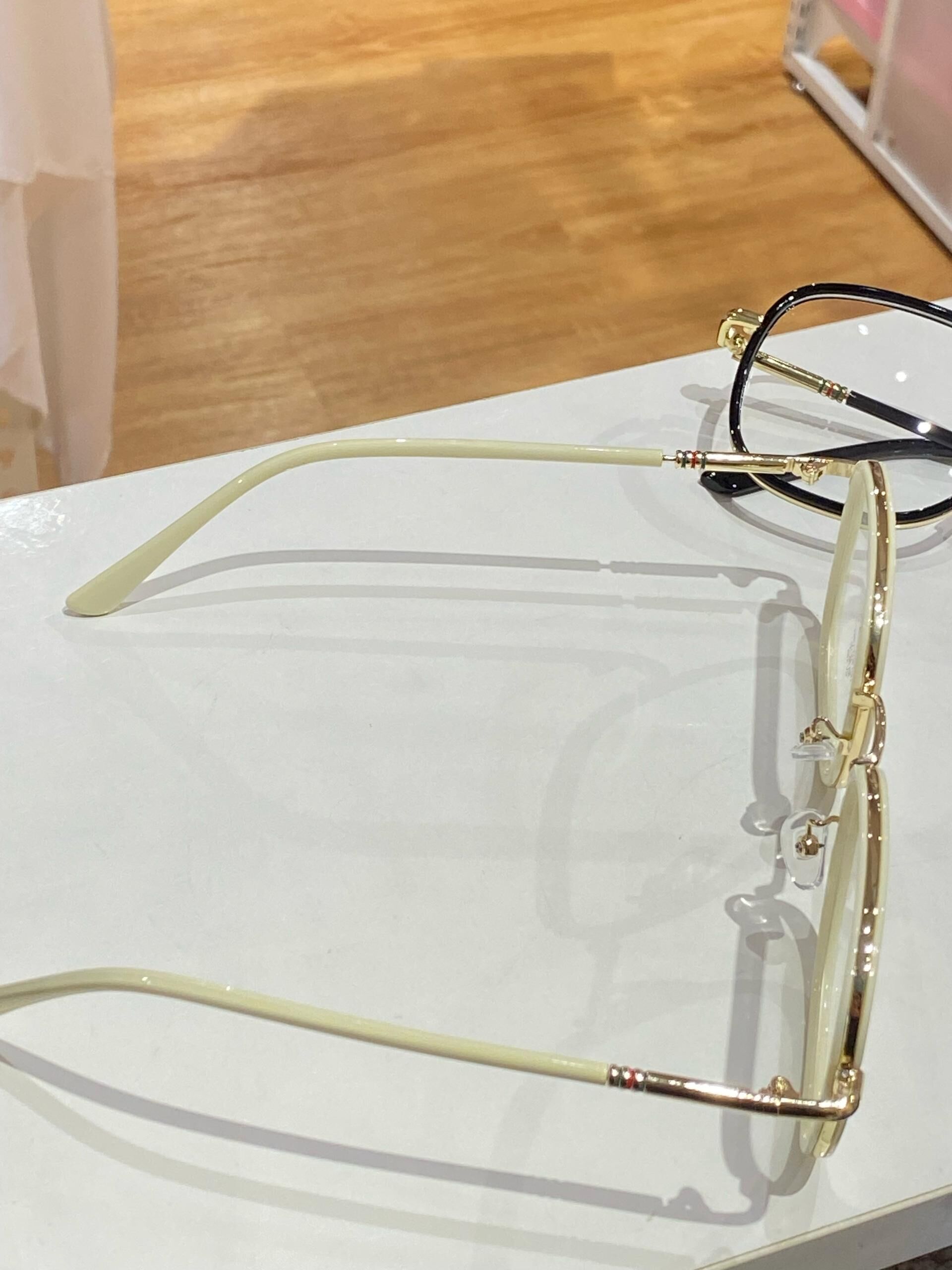 Classic Black & White Glasses with Gold Square Frame