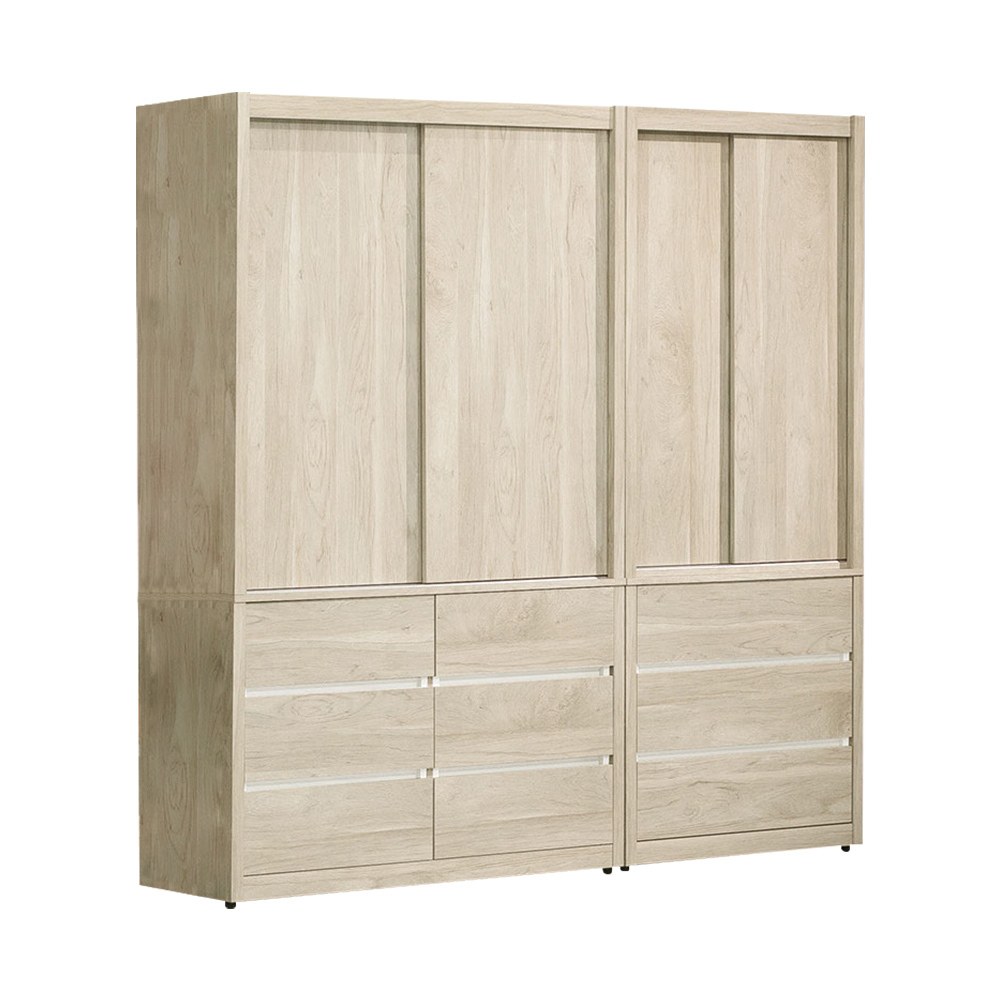 羅菲6.6尺收納衣櫃組合(三抽推門衣櫃+六抽推門衣櫃)